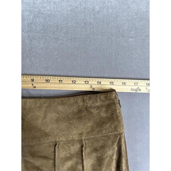 Ann Taylor Suede Leather Skirt 6 Brown Lined A Line Career Office Fall - Picture 6 of 8